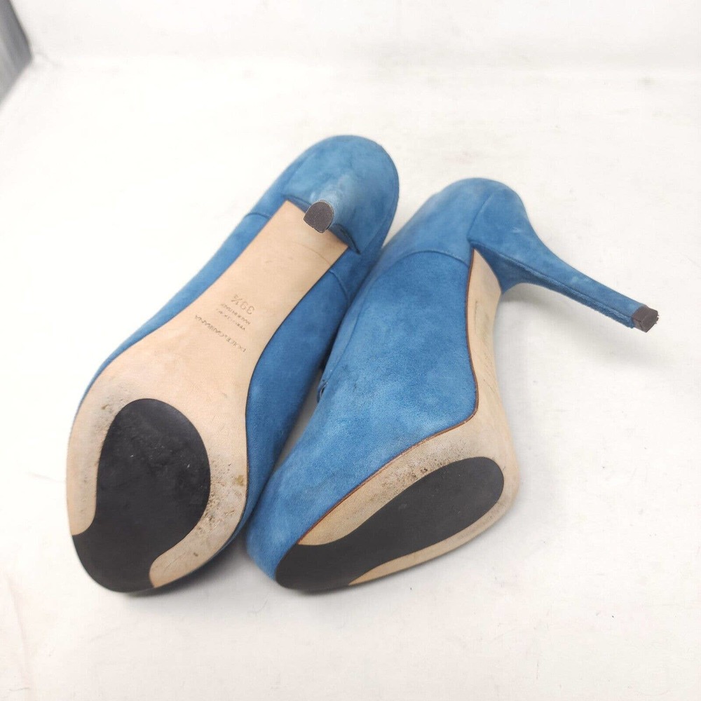 Dolce Gabbana Womens Booties Blue Suede Leather Oxford Lace Up Stiletto 39.5 9.5 - Picture 8 of 9